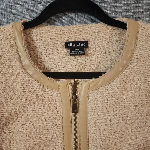 City Chic Women Buff Beige Neutral Polyester Zipped Winter Escape Coat S… - Picture 7 of 14